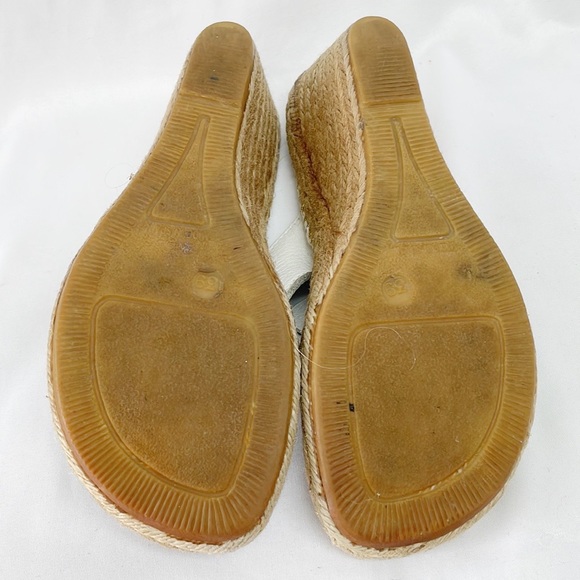 BURBERRY White Leather Espadrille Wedge Sandal “Eslorcal48” Size 39 - Picture 5 of 7